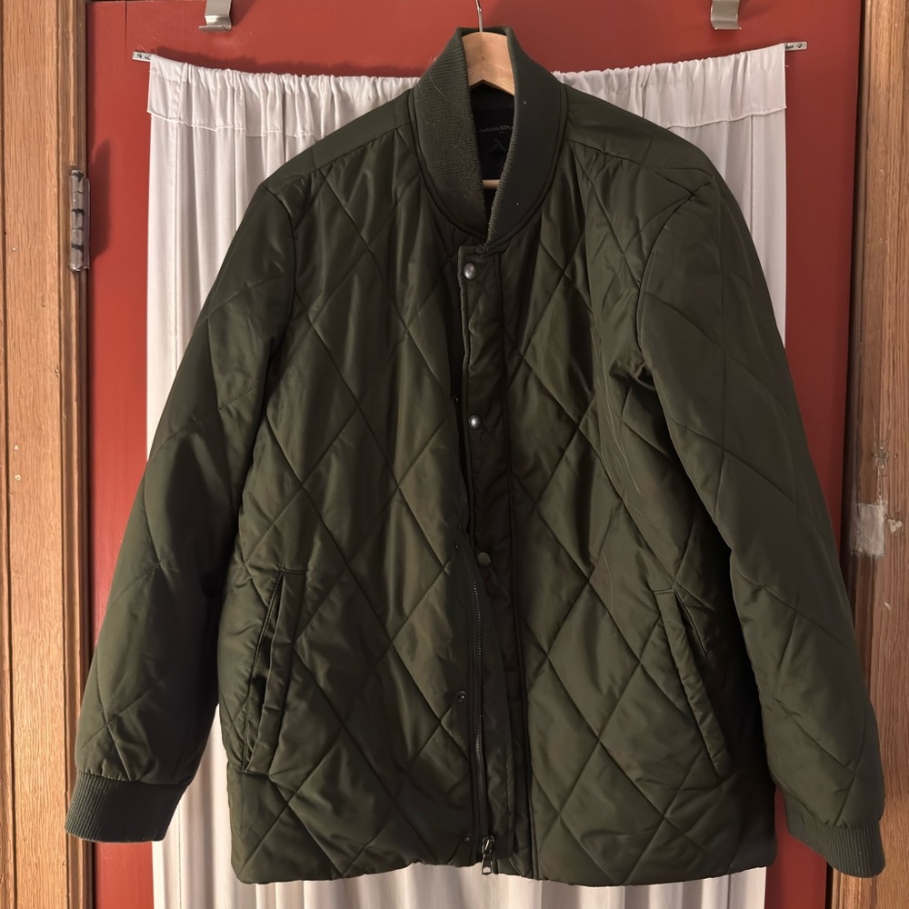 Banana Republic Quilted Baseball Jacket / Bombed Green Large
